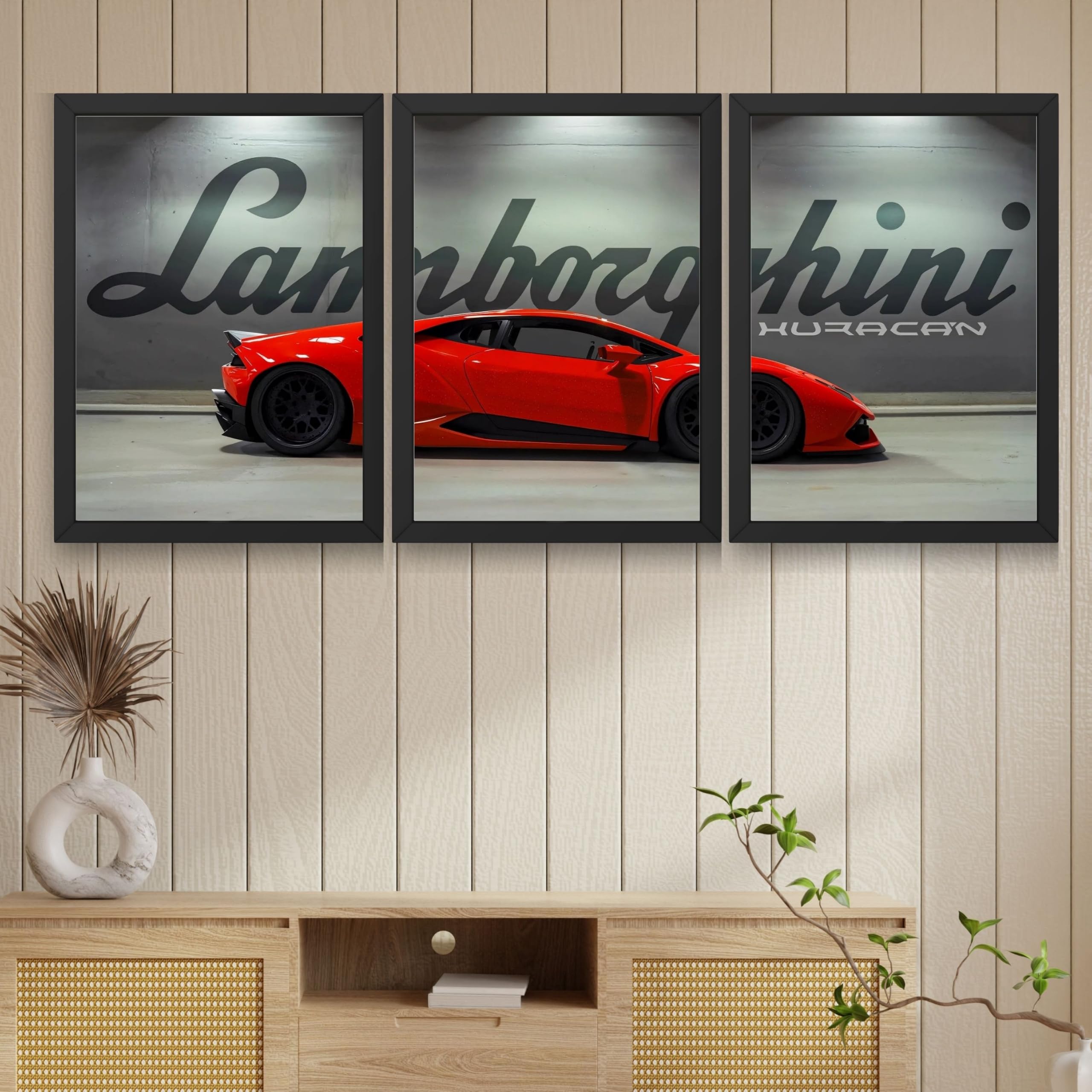 VENUXE ARTS Set Of 3 Big Sports Cars Framed Posters Gift Items for Boys Room Wall Decoration Bedroom Living Room Office Studio Décor | Car Poster Frame for Wall Décor
