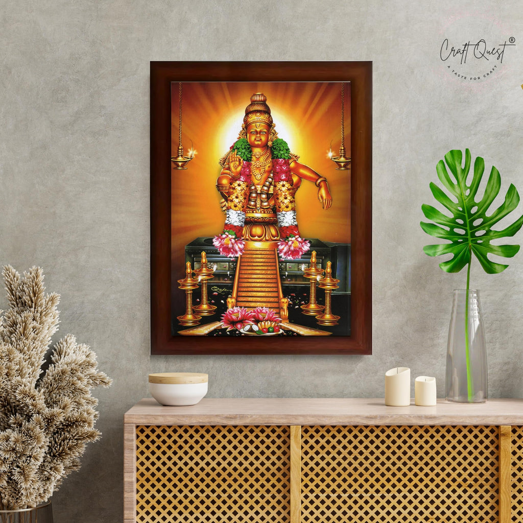 CRAFT QUEST Lord Ayyappa Swamy Ayyappan Iyyappan South photo Frame For Wall Painting,Temple, Pooja, Home Décor Items