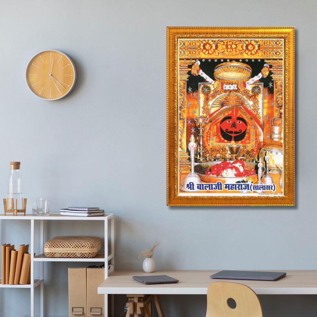 CRAFT QUEST Salasar balaji Hanuman | Bajrangbali Religious Photo with frame for Home Decorative Item Synthetic Wood