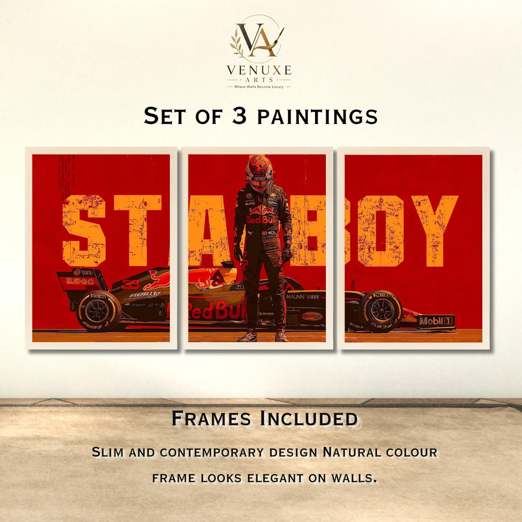 VENUXE ARTS Set Of 3 Big Sports Cars Framed Posters Gift Items for Boys Room Wall Decoration Bedroom Living Room Office Studio Décor | Car Poster Frame for Wall Décor