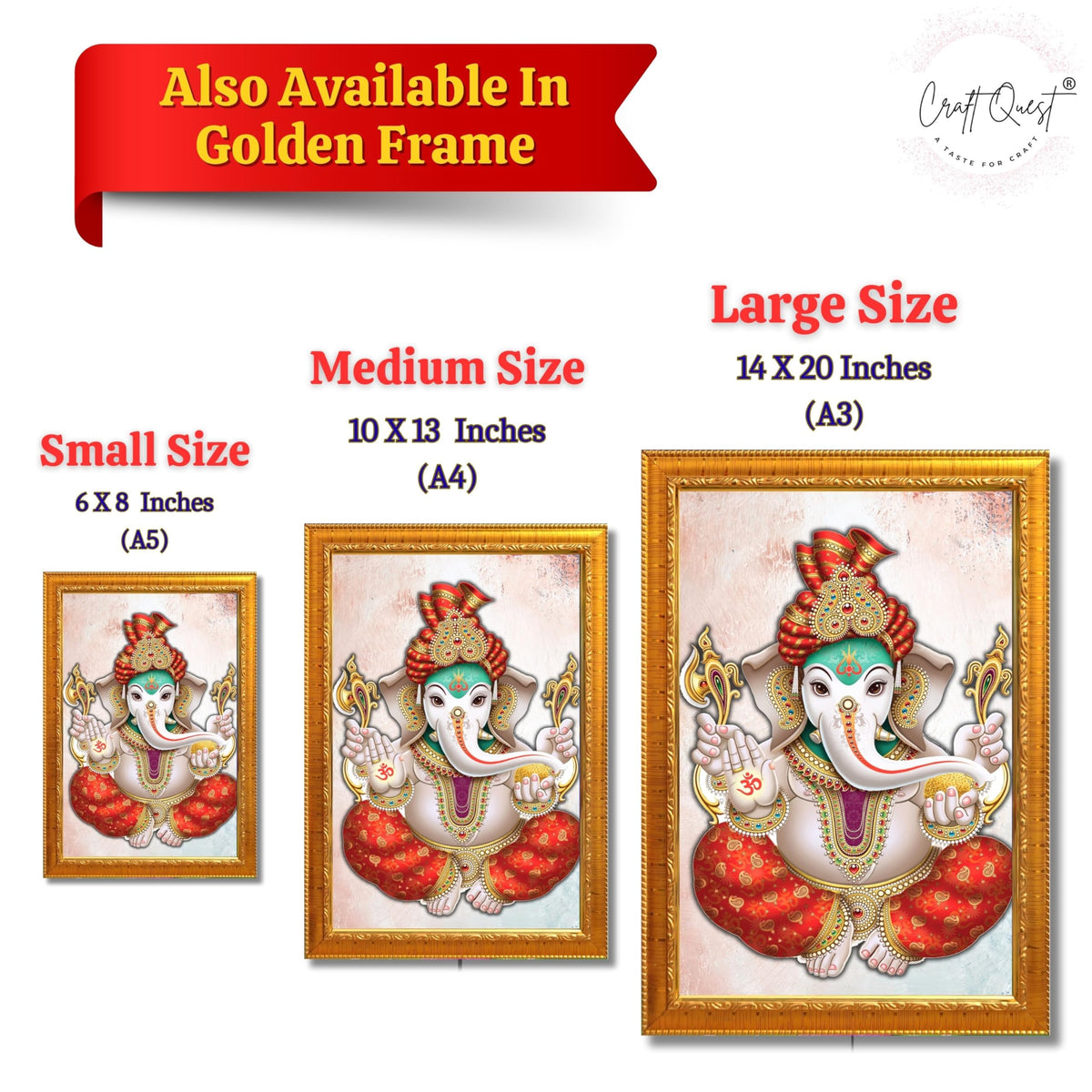 CRAFT QUEST Lord Ganesh ji Wall Hanging Frame for Living Room, Pooja Room Décor Items GA-217