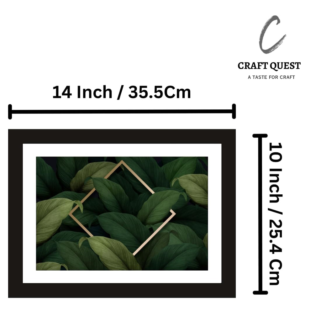 CRAFT QUEST Abstract Digital Urban Flora Modern Art Painting Poster Frame for Home & Office Wall Decoration - Portrait, Wall Display (Black, 14x10 Inch Frame with Art Print) (Tropical Reverie)