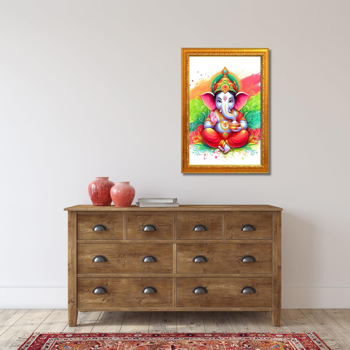 CRAFT QUEST Lord Ganesh ji Art Framed Wall Painting With Frame For Home and,Office Décor Items