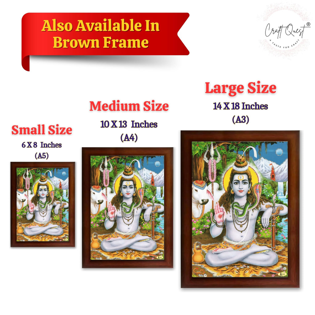 CRAFT QUEST Lord Shiva Wall Painting | Premium Framed Hindu God Wall Art | Spiritual Mahadev Poster for Living Room, Bedroom, Office, Meditation & Temple Décor |