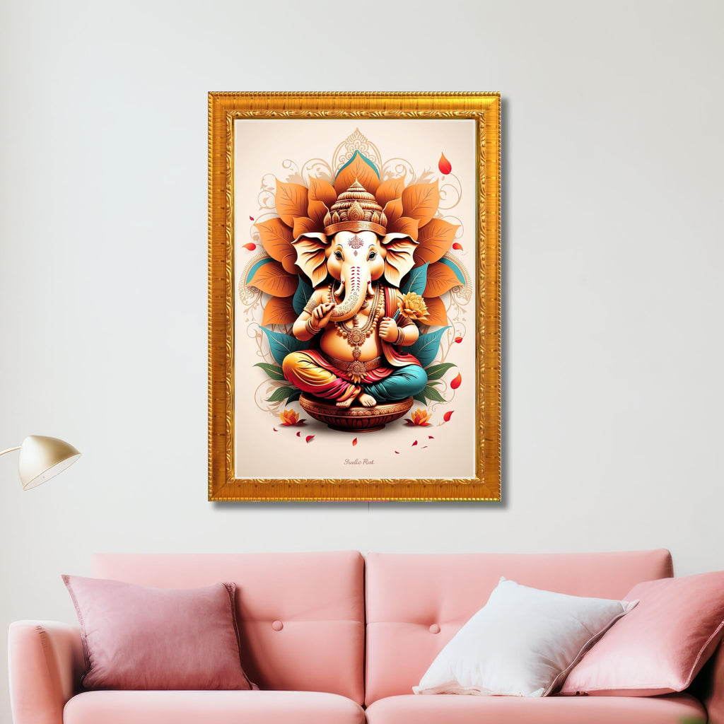 CRAFT QUEST Lord Ganpati Ganesha ji Wall Hanging Frame for Living Room, Bedroom, Office & Pooja Room Décor GA-213