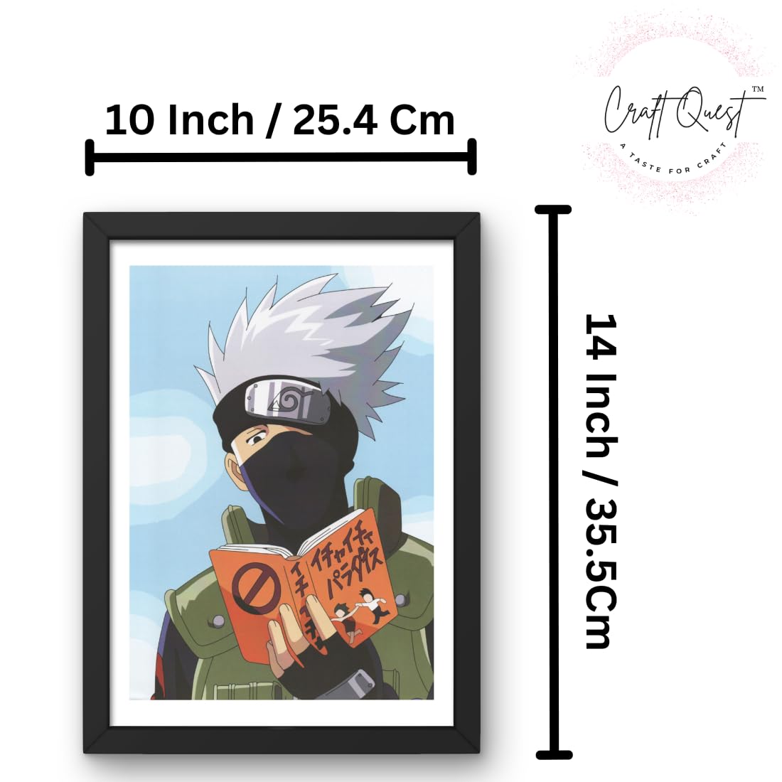 CRAFT QUEST Naruto Anime Laminated Posters with Frame Painting For Anime Naruto Fans Wall Decor, Home Decor with Matt Black Frame (14 Inches x 10 Inches)
