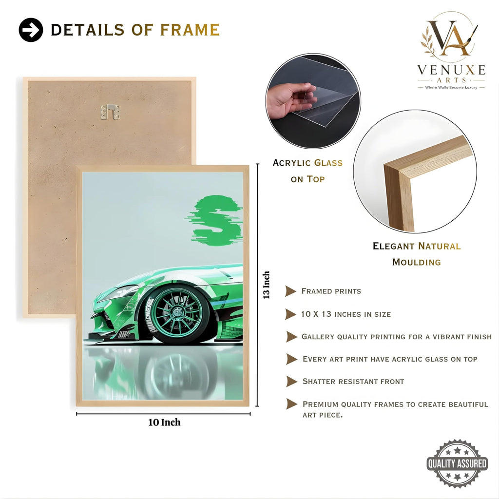 VENUXE ARTS Set Of 3 Big Sports Cars Framed Posters Gift Items for Boys Room Wall Decoration Bedroom Living Room Office Studio Décor | Car Poster Frame for Wall Décor