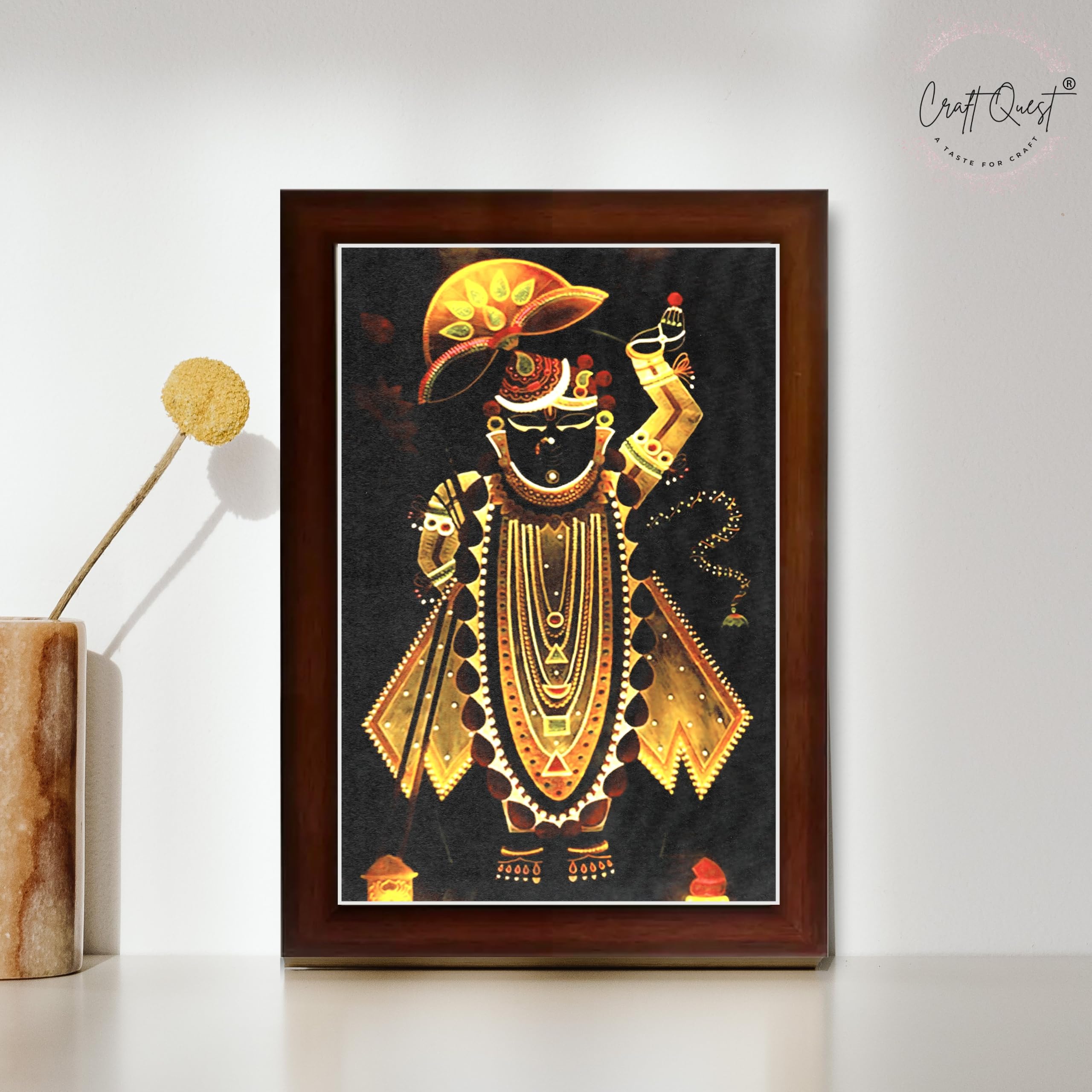 CRAFT QUEST Shreenath ji shree nathaji Photo Frame for Wall Hanging/Gift/Temple/puja Room/Home Decor Frame with Unbreakable Acrylic Glass