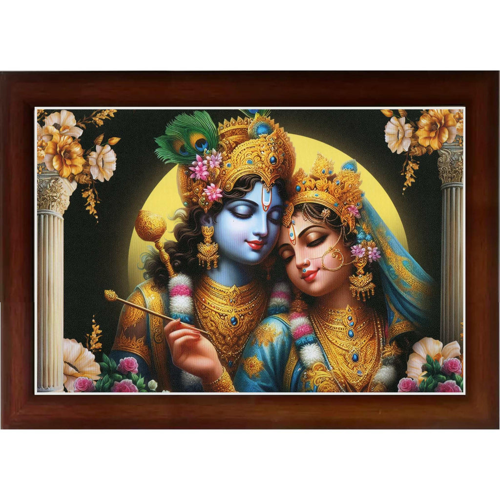 CRAFT QUEST Radha Krishna Art Photo Framed Painting for Home and Bedroom Wall Decoration of Size 14X10 Inches with Frame And Acrylic Glass RK207
