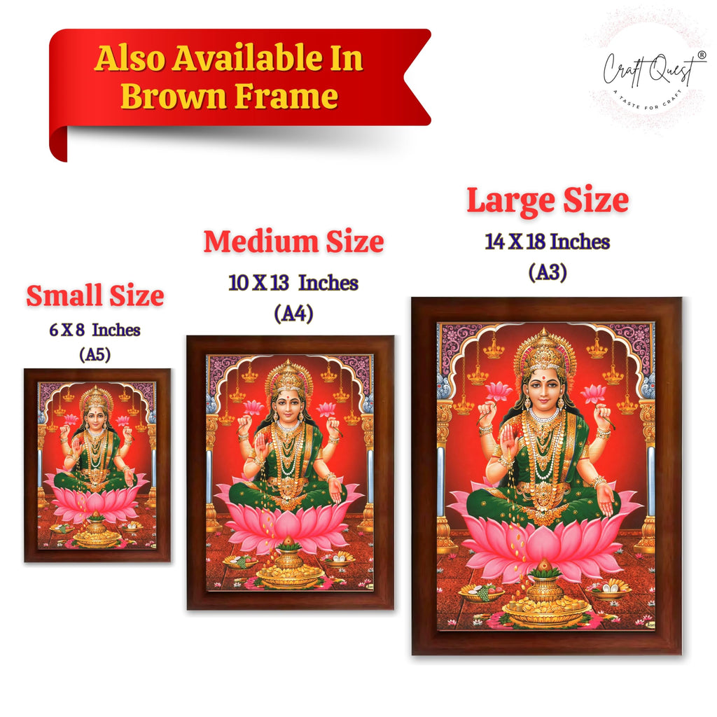 CRAFT QUEST Goddess Lakshmi Devi Dhana Vaibhav Laxmi Maa Wall Painting Framed Home Decor