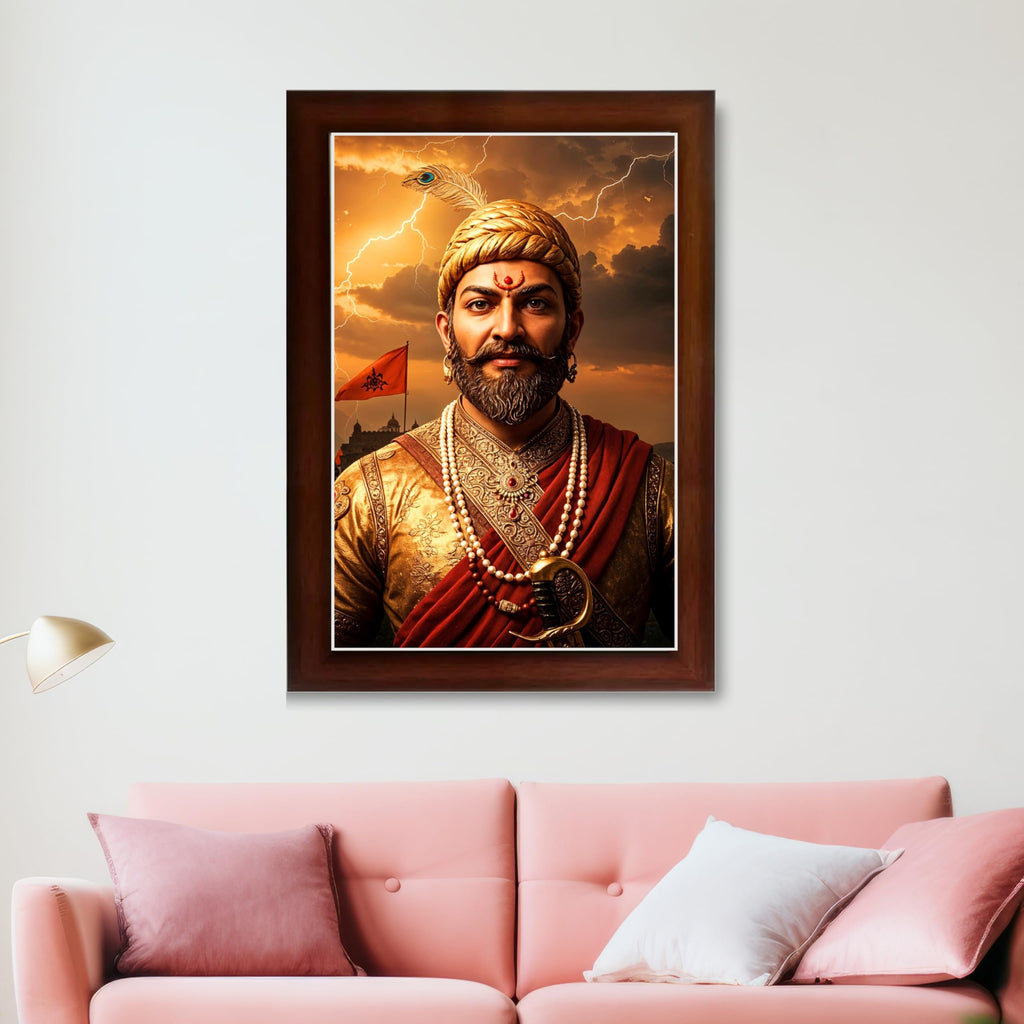 CRAFT QUEST Shivaji Chhatrapati Maharaj Wall Photo Frame | For Living, Pooja Room | Wall Decoration Item | Best Gifting Option