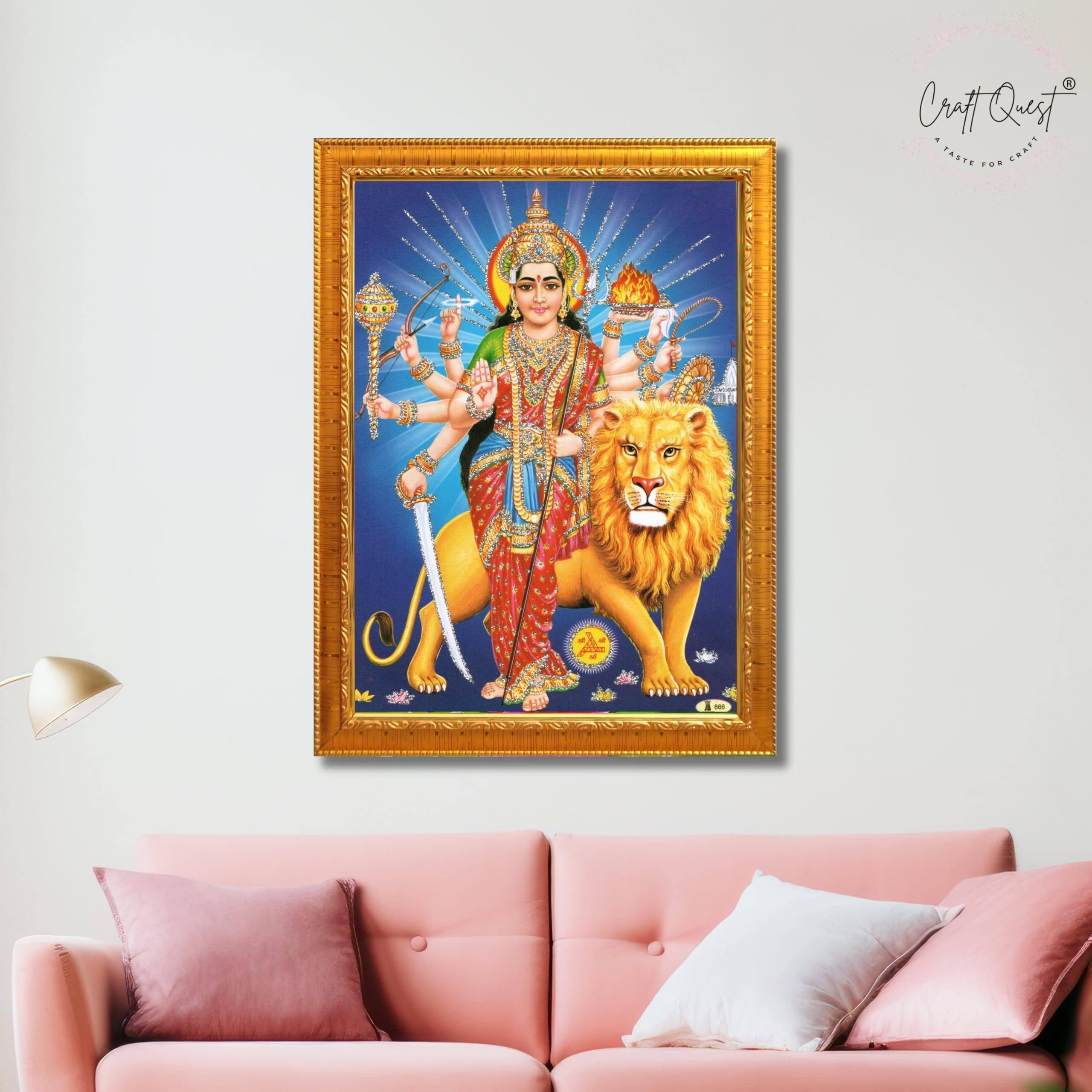 CRAFT QUEST Durga Maa MataJi Goddess Navdurga Wall Painting Framed Home and Pooja Décor