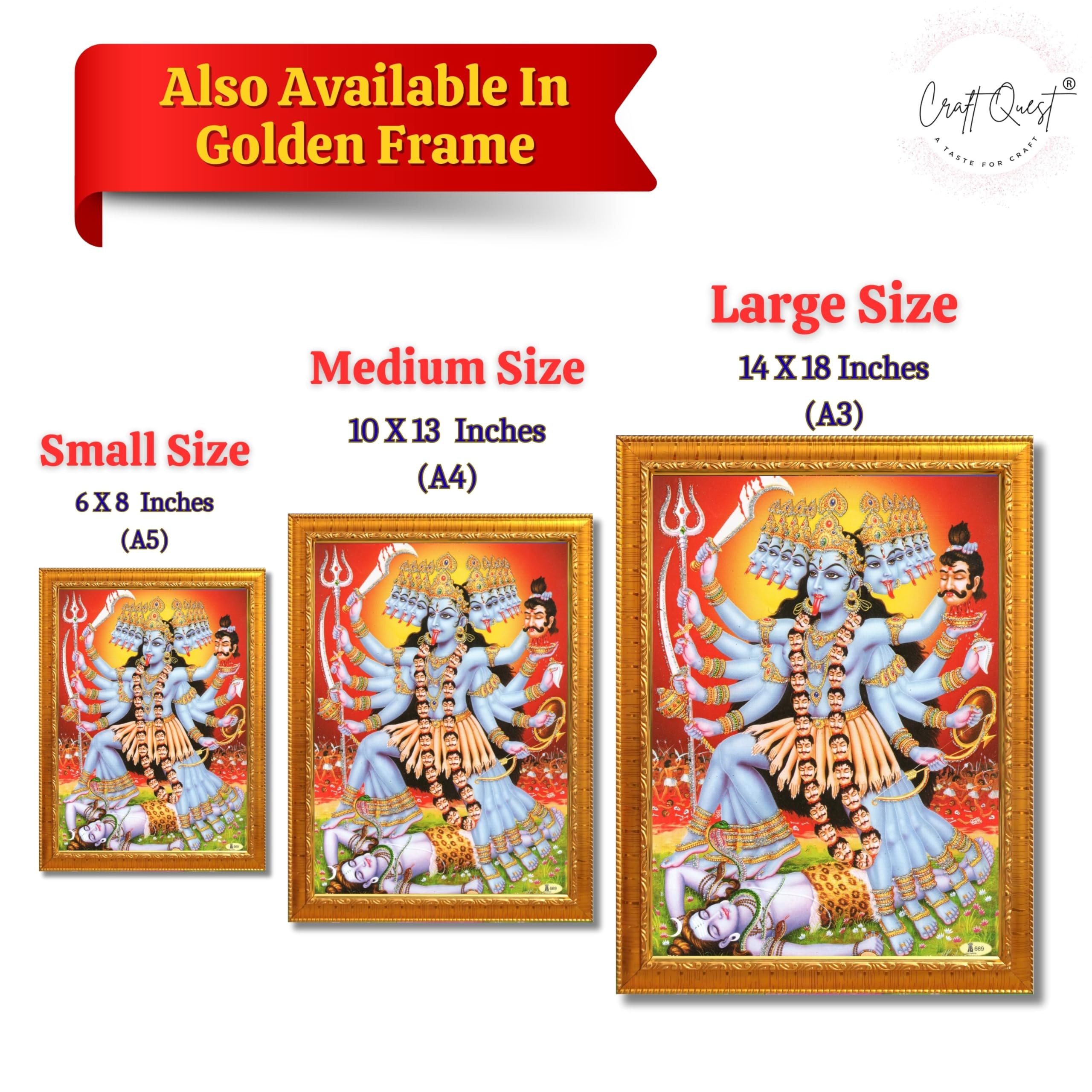 CRAFT QUEST Kali Mata Mahakali Shiv Shiva Wall Painting Framed Home Decor