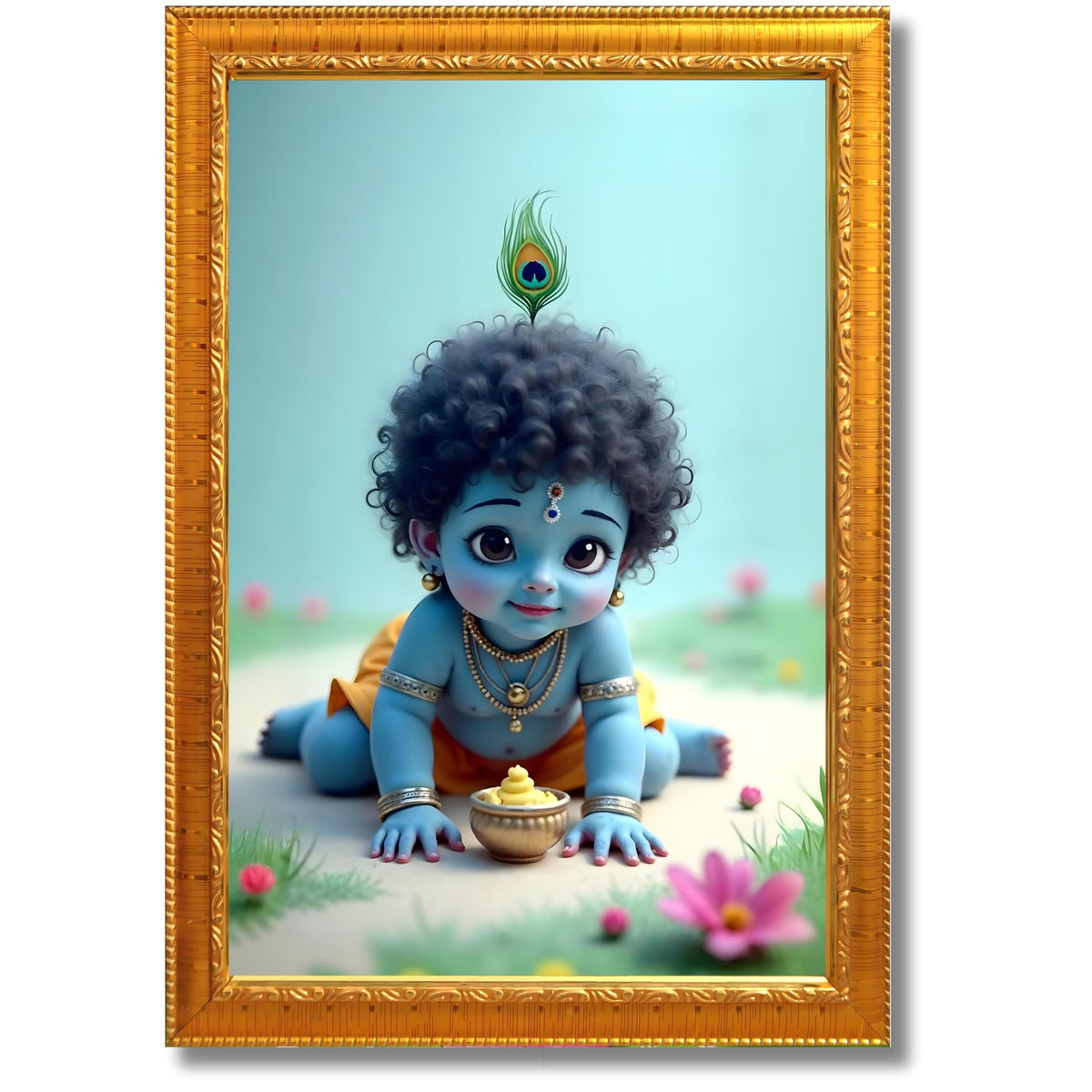 CRAFT QUEST Bal Gopal Painting | Krishna Photo Frames for Walls, Home, Bedroom, Living Room and Home Decor