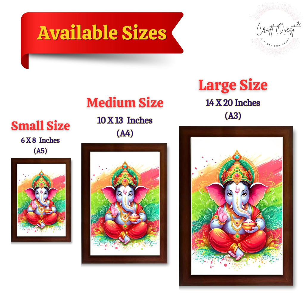 CRAFT QUEST Lord Ganesh ji Art Framed Wall Painting With Frame For Home and,Office Décor Items