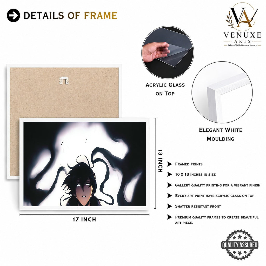 VENUXE ARTS Set Of 3 Anime Characters Wall Framed |Anime Characters Framed Poster for Living Room Bedroom Gaming Room Studio Wall Decor