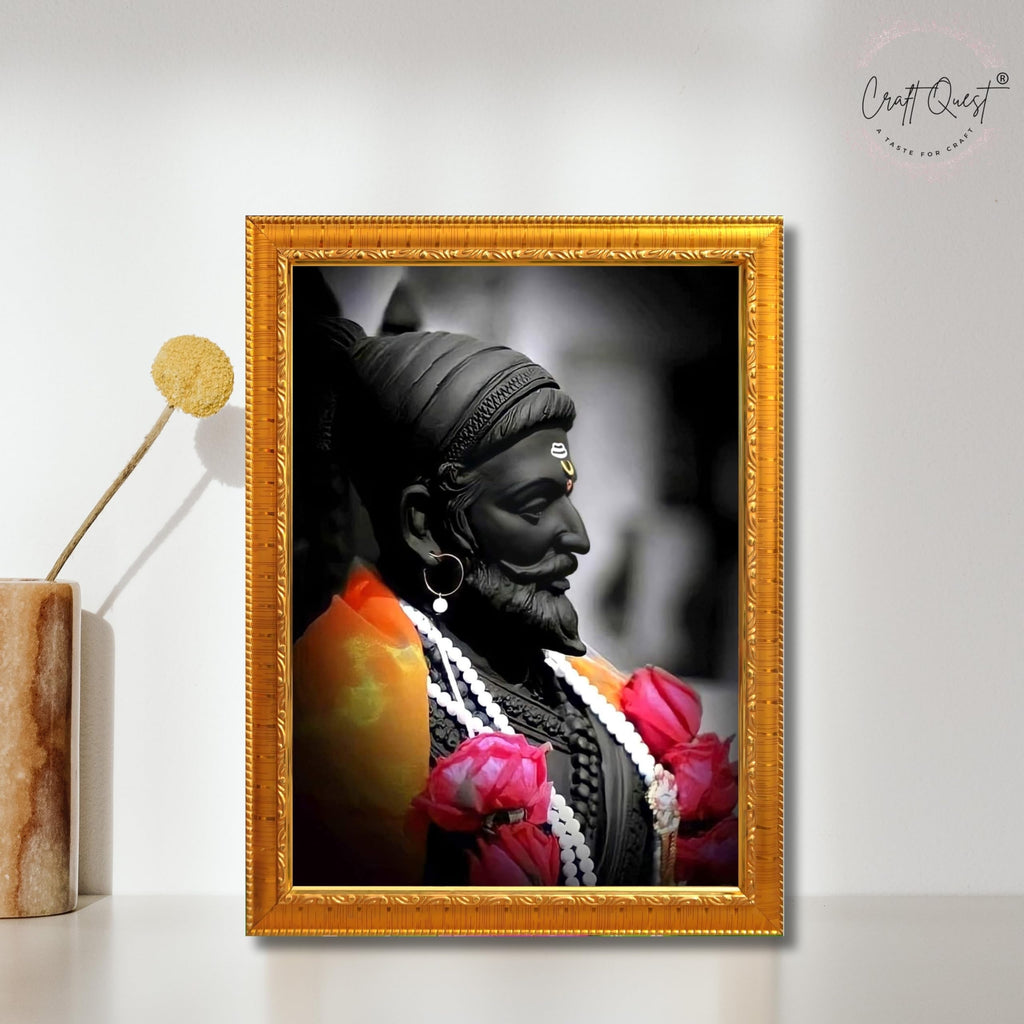 CRAFT QUEST Chattrapati Shivaji Maharaj Wall Painting With Acrylic Sheet | For Living, Pooja Room | Home Decoration Item | Best Gifting Option
