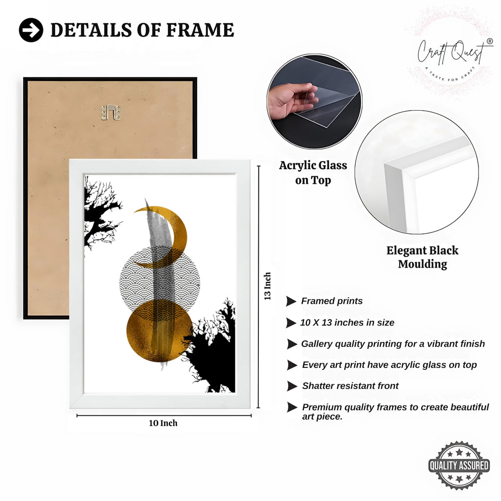 CRAFT QUEST Wall Art Decor Paintings | Set of 3 Abstract Wall Art Frames for Home Decoration | Ideal for Living Room, Bedrooms & Office