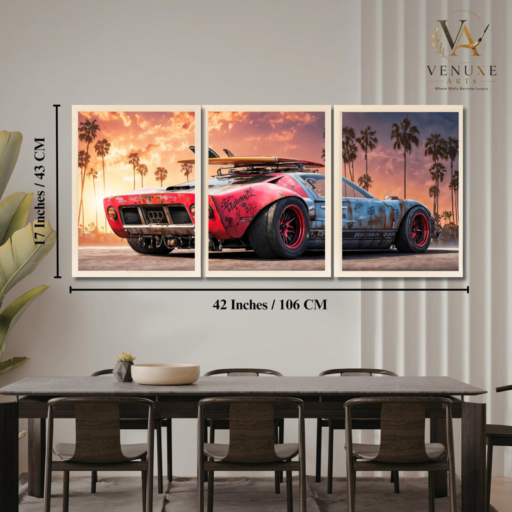 VENUXE ARTS Set Of 3 Big Sports Cars Framed Posters Gift Items for Boys Room Wall Decoration Bedroom Living Room Office Studio Décor | Car Poster Frame for Wall Décor