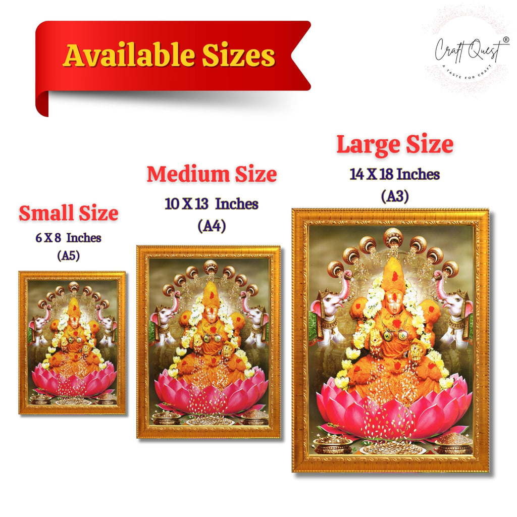 CRAFT QUEST Padmavati Devi Padmavathi Thayar Amman Wall Photo Framed | South God Picture Frame for Home, Office, Temple & Gifting, Decor