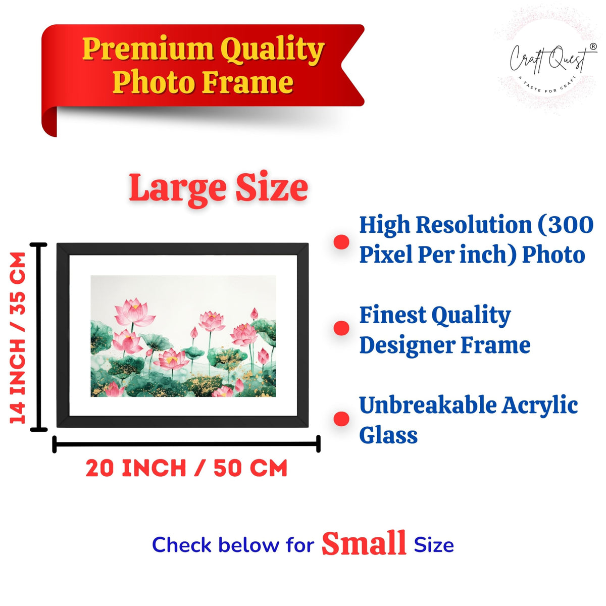 CRAFT QUEST Lotus Photo Frame Wall Vastu,Lotus Flower, Kamal Phool Painting for Vastu | Paintings for Home Decoration, Living room, and Office Décor