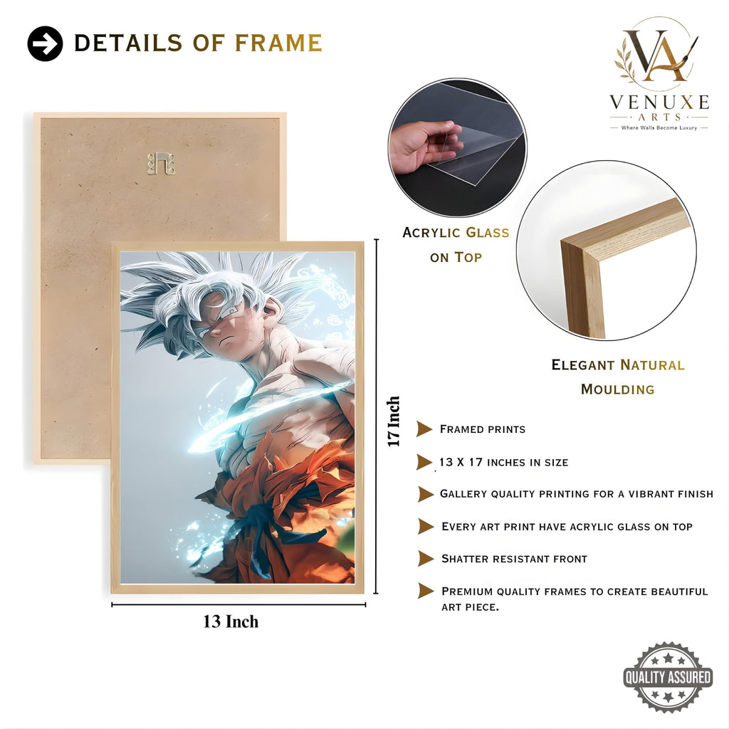 VENUXE ARTS Set Of 3 Anime Characters Wall Framed |Anime Characters Framed Poster for Living Room Bedroom Gaming Room Studio Wall Decor
