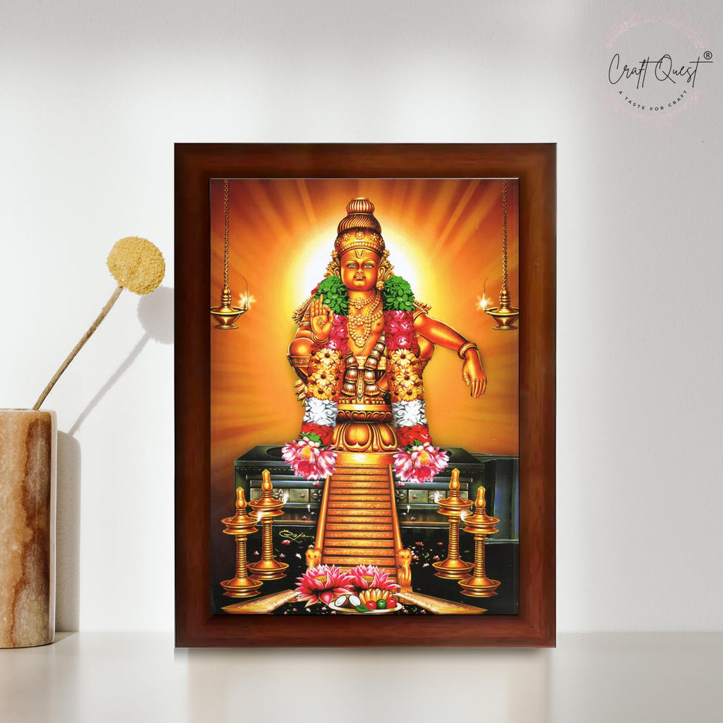 CRAFT QUEST Lord Ayyappa Swamy Ayyappan Iyyappan South photo Frame For Wall Painting,Temple, Pooja, Home Décor Items