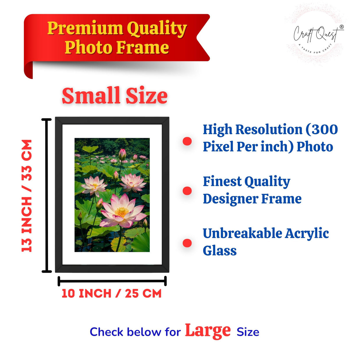 CRAFT QUEST Lotus Photo Frame Wall Vastu,Lotus Flower, Kamal Phool Painting for Vastu | Paintings for Home Decoration, Living room, and Office Décor