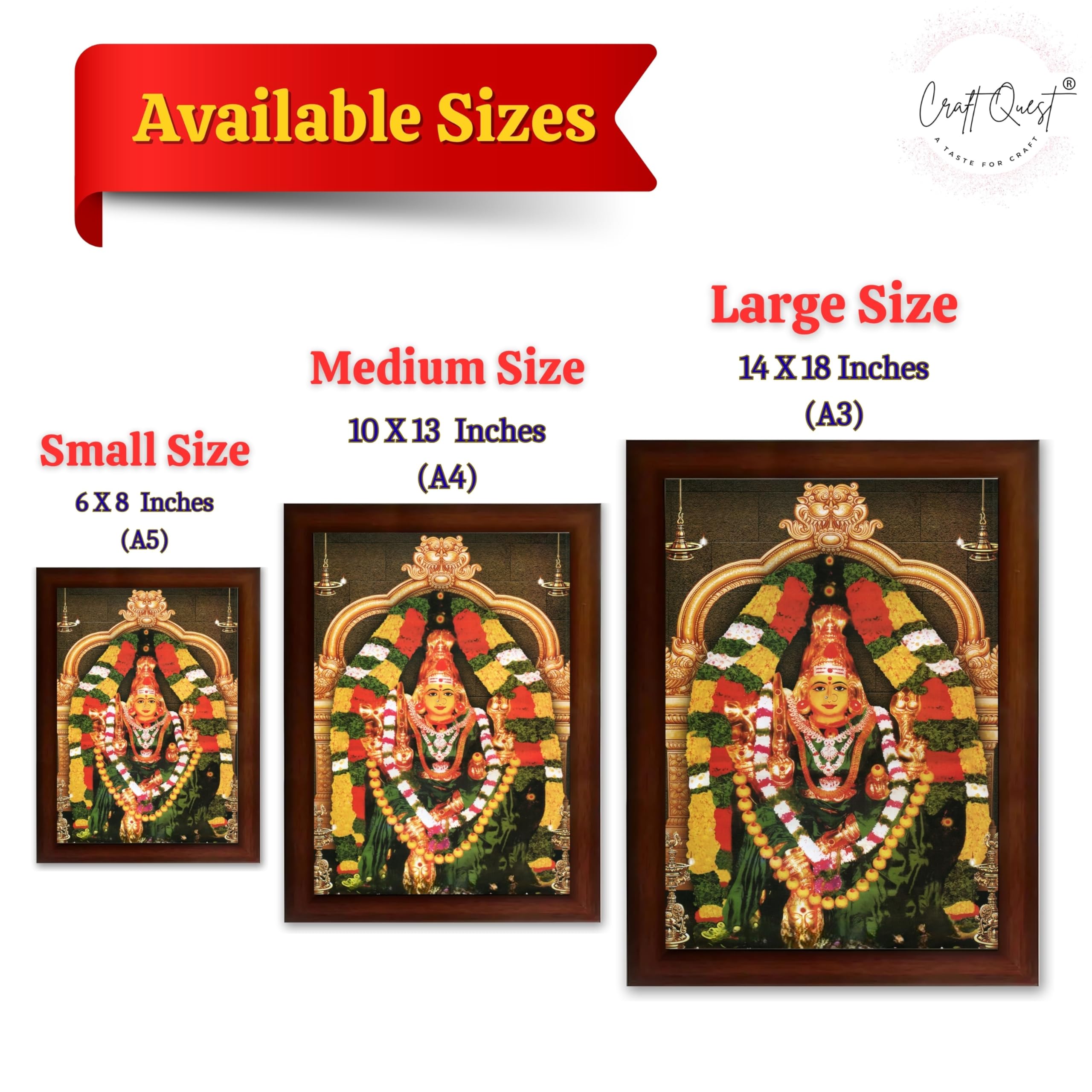 CRAFT QUEST Vijayawada Kanaka Durga Devi Durgamma Wall Photo Framed | South God Frame for Home, Office, Temple & Gifting