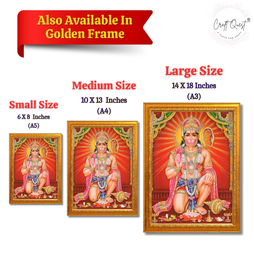 CRAFT QUEST Hanuman JI | Bajrangbali Religious Photo frame Home Decorative Item Synthetic frame