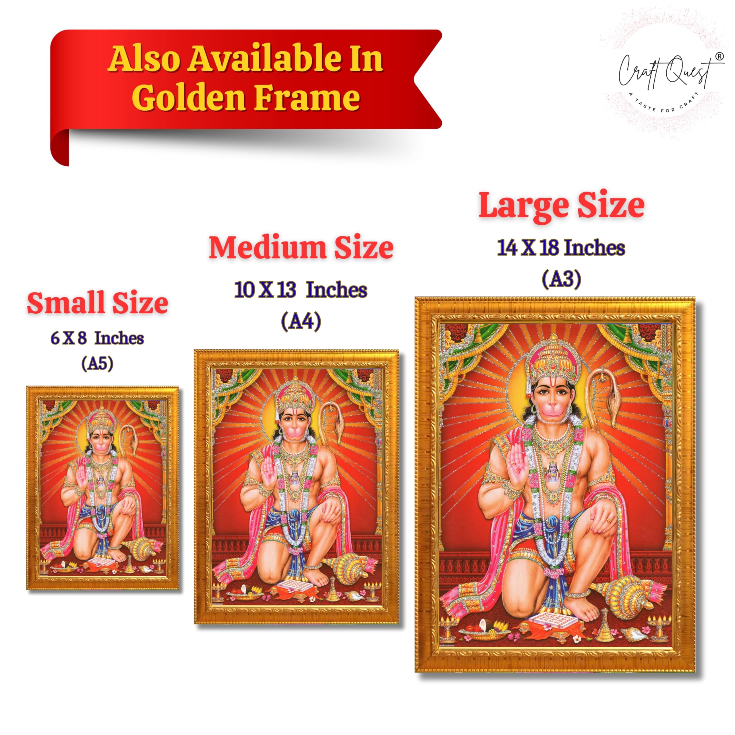 CRAFT QUEST Hanuman JI | Bajrangbali Religious Photo frame Home Decorative Item Synthetic frame